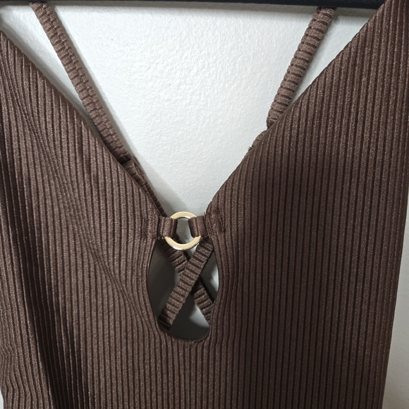 Aerie Brown One Piece Swim Cheeky XS - Picture 2 of 8